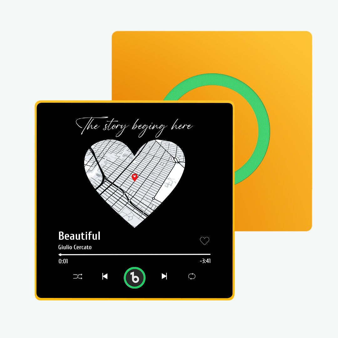 カスタム音楽冷蔵庫マグネット カラフルなフレーム付き パーソナライズされたハートマップ冷蔵庫マグネット 写真付き カップルへの記念日ギフト -