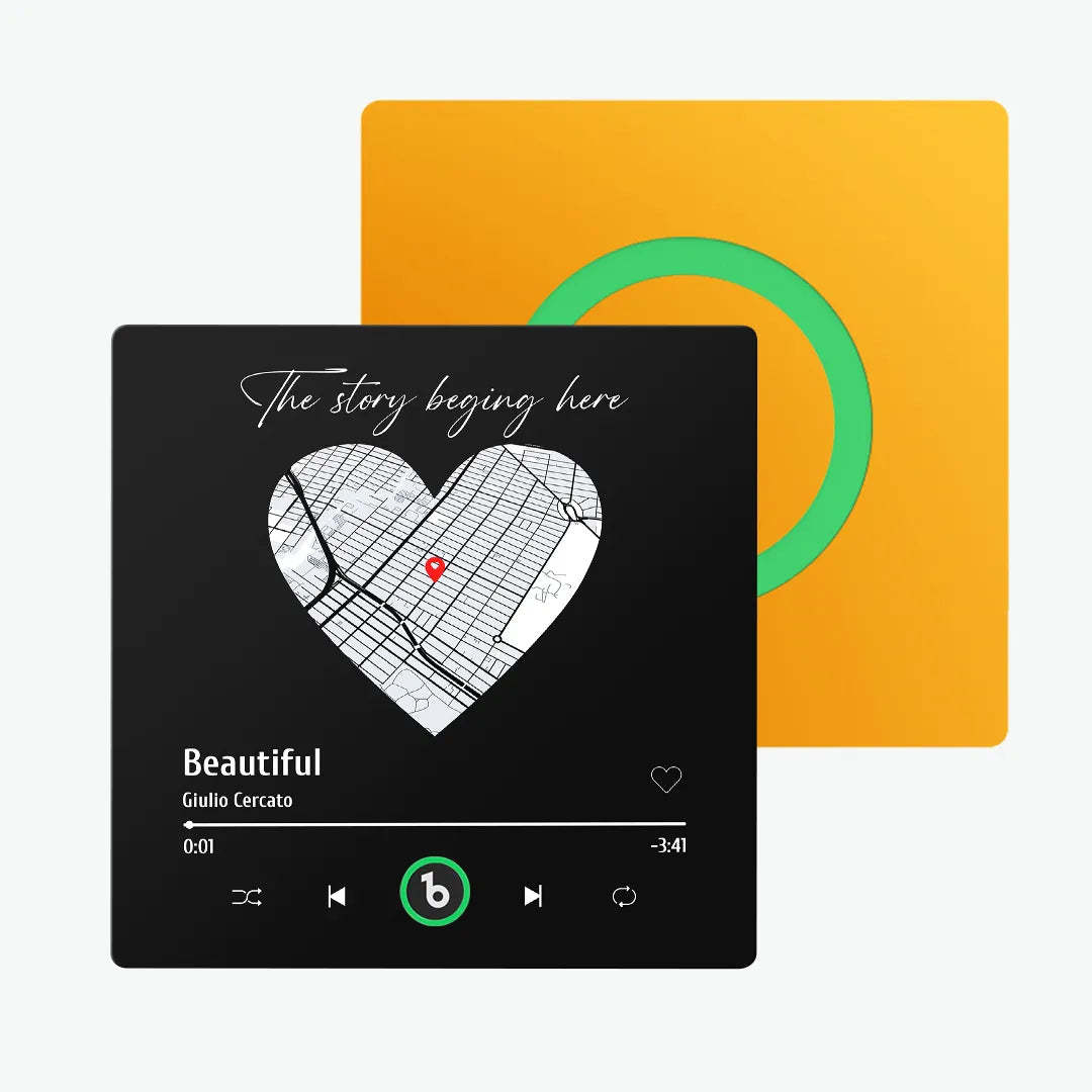 カスタム音楽冷蔵庫マグネット カラフルなフレーム付き パーソナライズされたハートマップ冷蔵庫マグネット 写真付き カップルへの記念日ギフト -