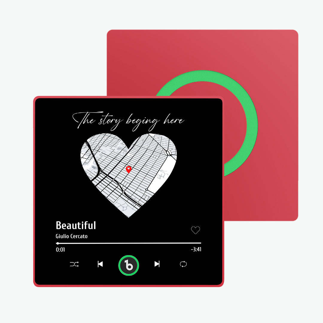 カスタム音楽冷蔵庫マグネット カラフルなフレーム付き パーソナライズされたハートマップ冷蔵庫マグネット 写真付き カップルへの記念日ギフト -