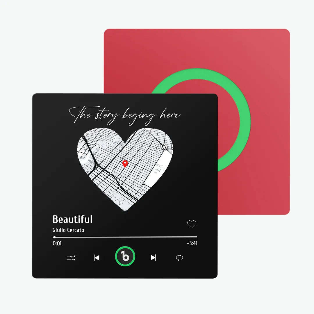 カスタム音楽冷蔵庫マグネット カラフルなフレーム付き パーソナライズされたハートマップ冷蔵庫マグネット 写真付き カップルへの記念日ギフト -