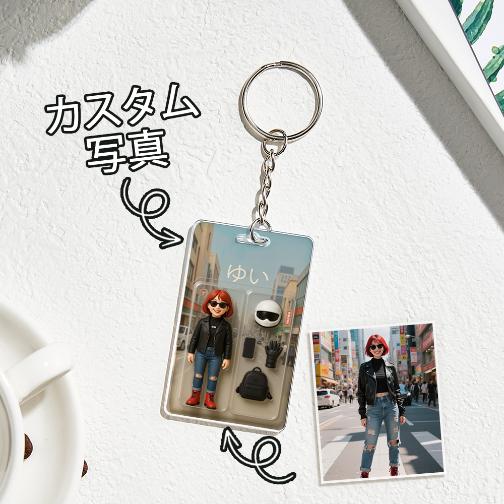 2d効果アクションフィギュアパックパッケージおもちゃ箱スタイルのアートギフトパーソナライズされたアクリルキーチェーンギフトママへの贈り物