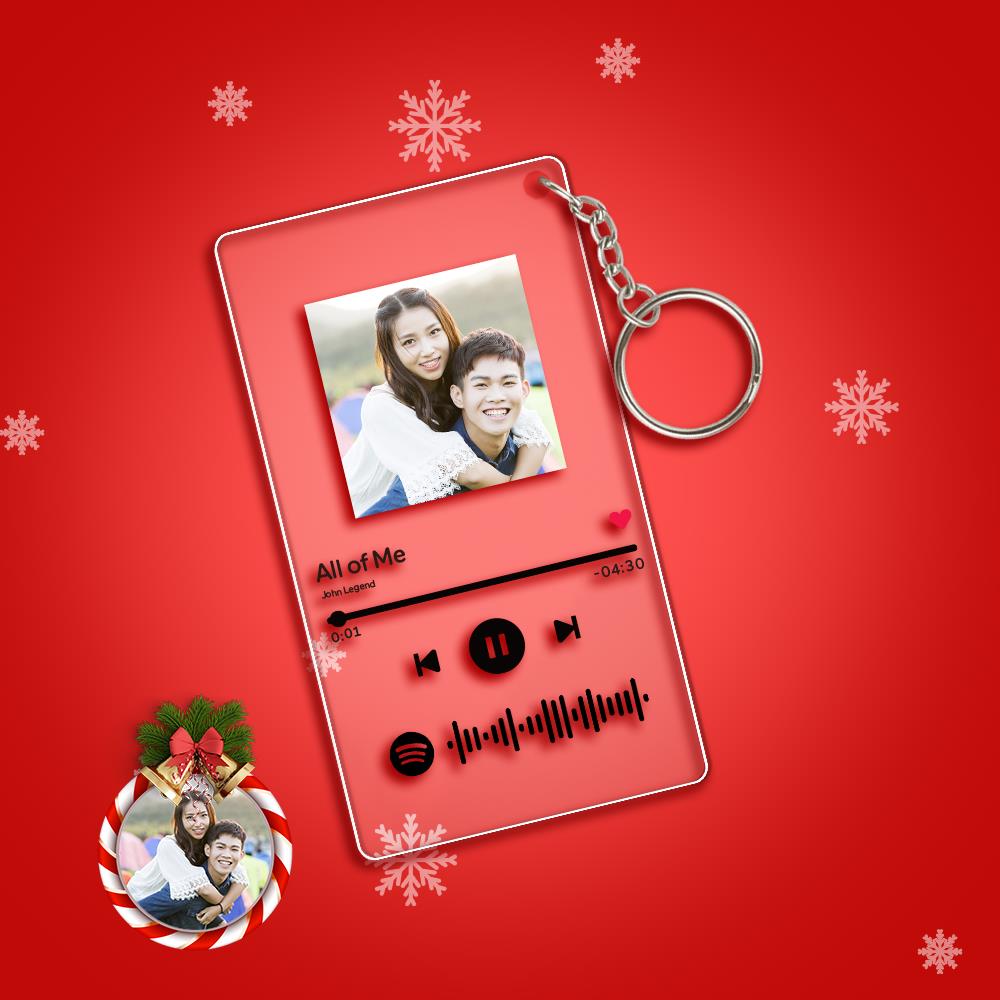カスタムミュージックミュージックキーホルダ‐オンラインで自由にカスタマイズデザイン可 スキャン可能なミュージックコード画像付きクリスマスギフト