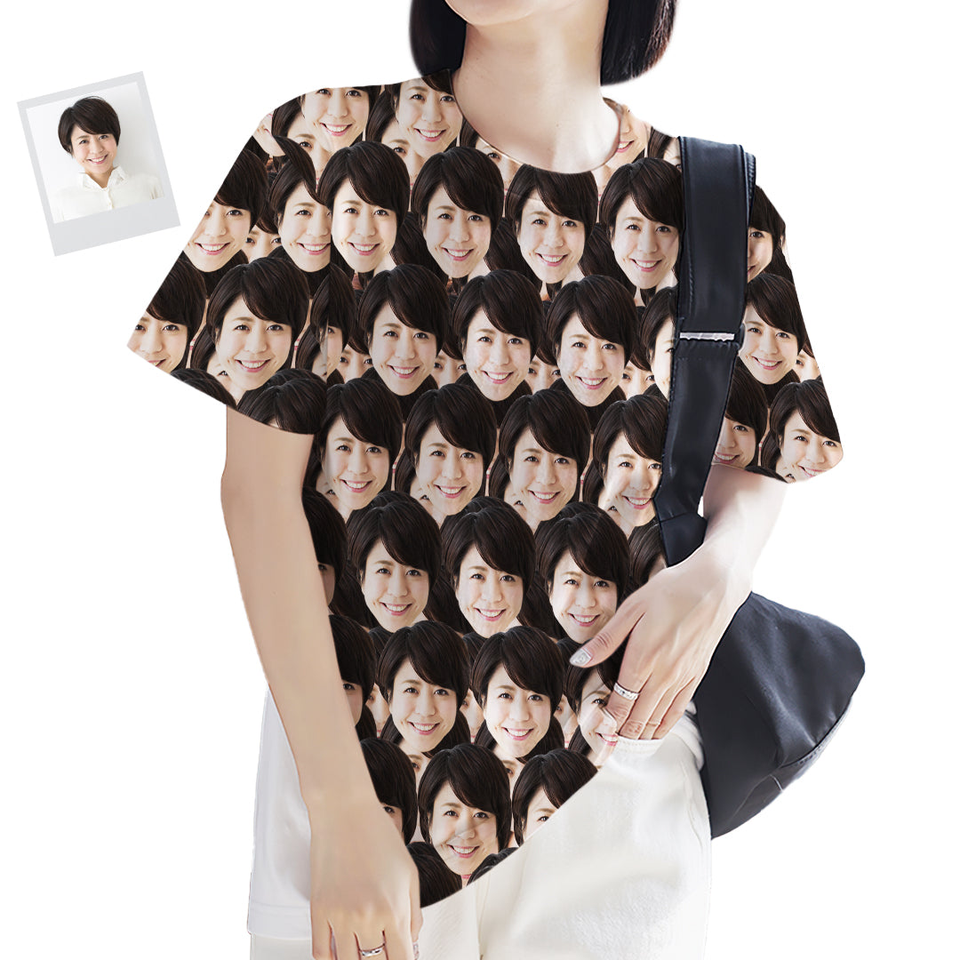 カスタムフォトTシャツ－写真入り可能なオリジナルTシャフェイスマッシュ母の日プレゼント
