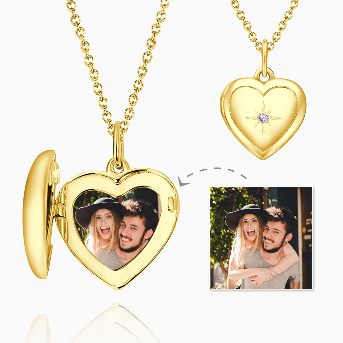 スタープリンティングフォトロケットネックレスK14ゴールドメッキ