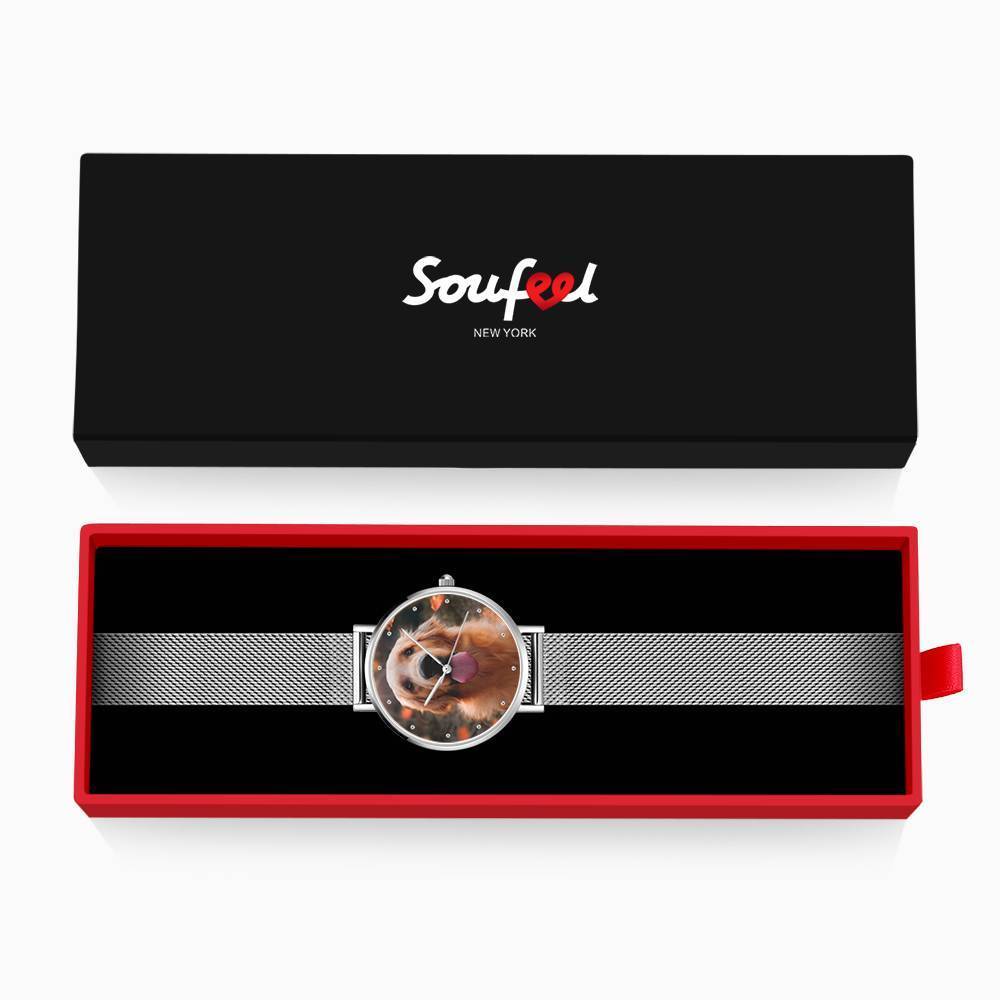 Engraved Photo Watch Alloy Bracelet Strap Silver 36mm - Women's