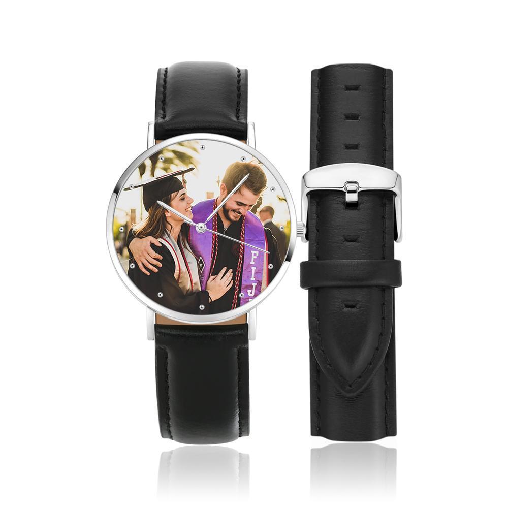 Photo Watch - Personalized Men's Engraved Watch Black Strap