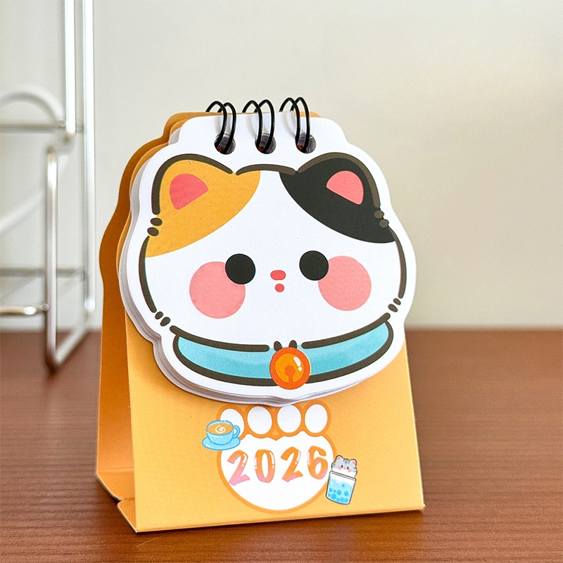 ミニ猫ペットカレンダー 2026 猫好きのためのかわいい卓上カレンダー - 4.4*5.7*8cm - MademineJP