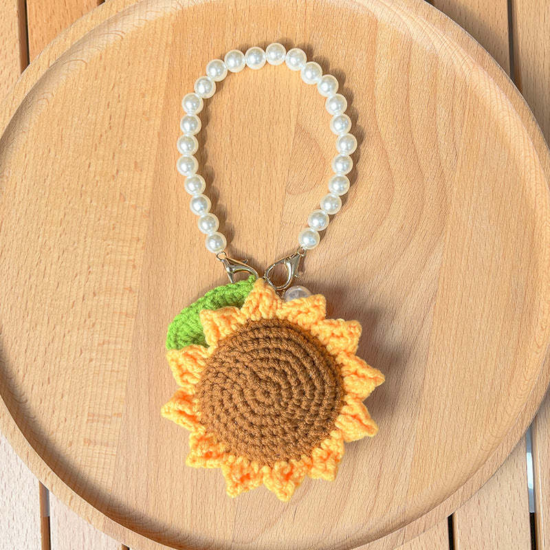 かぎ針編み花造花手作りの編み物-ひまわり編み車鏡飾り