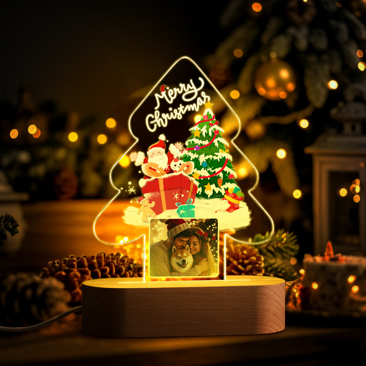 恋人へのクリスマスナイトライト パーソナライズされた写真入りクリスマスナイトライトギフト - MademineJP