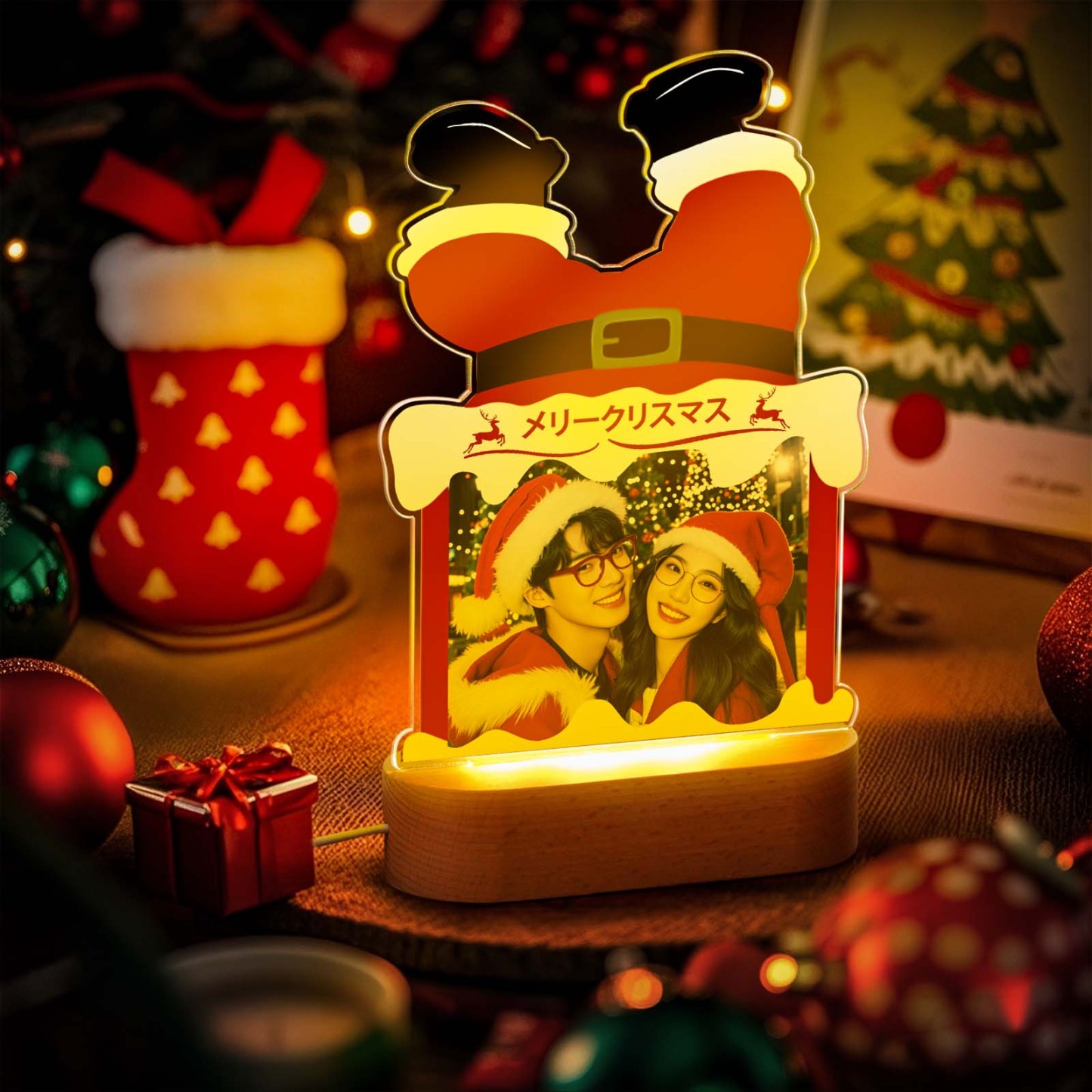 パーソナライズされた写真入りクリスマスナイトライトカスタムledランプデコレーション彼へのクリスマスプレゼント - MademineJP