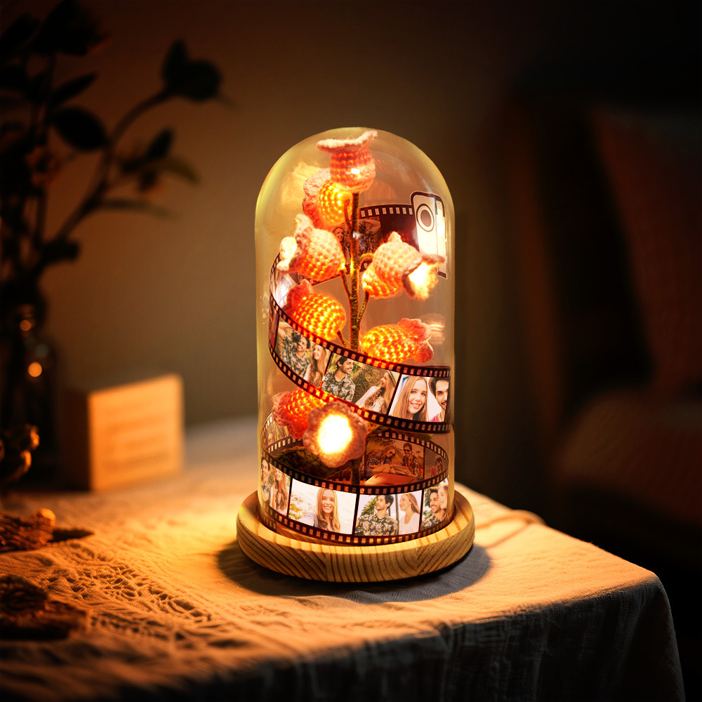 ニットフラワー入りカスタムフォトフィルムロール パーソナライズされた思い出の花束ギフト 恋人へのカスタムギフト - MademineJP