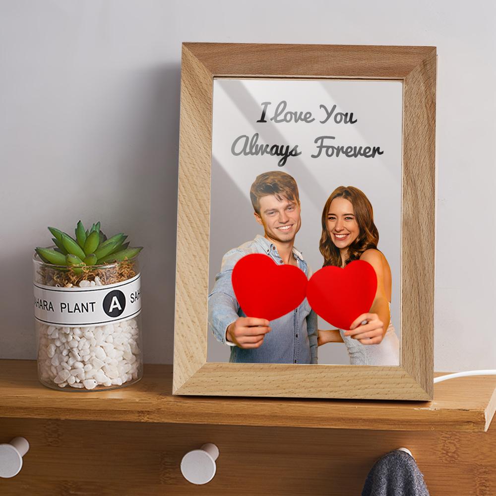 記念日プレゼント-カスタム刻まれたカップルフォトフレームLEDナイトライト