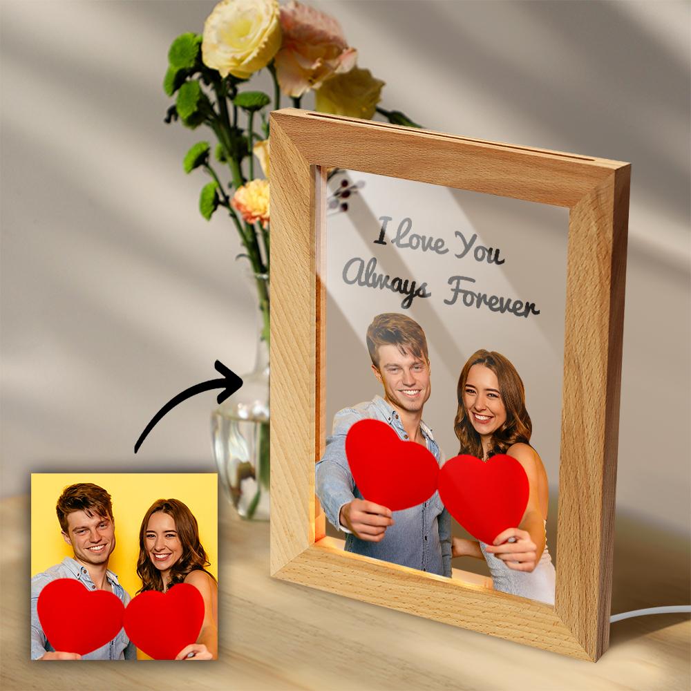 記念日プレゼント-カスタム刻まれたカップルフォトフレームLEDナイトライト