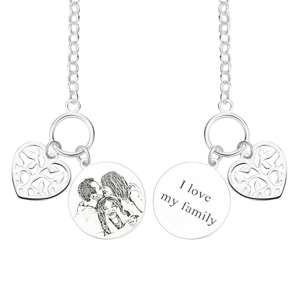 Women's Photo Engraved Tag Bracelet With Engraving Silver