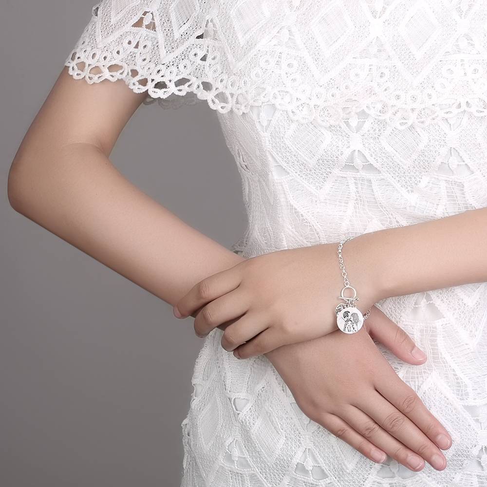 Women's Photo Engraved Tag Bracelet With Engraving Silver