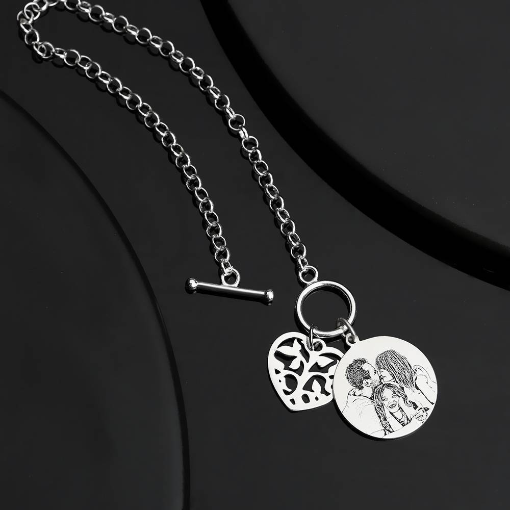Women's Photo Engraved Tag Bracelet With Engraving Silver
