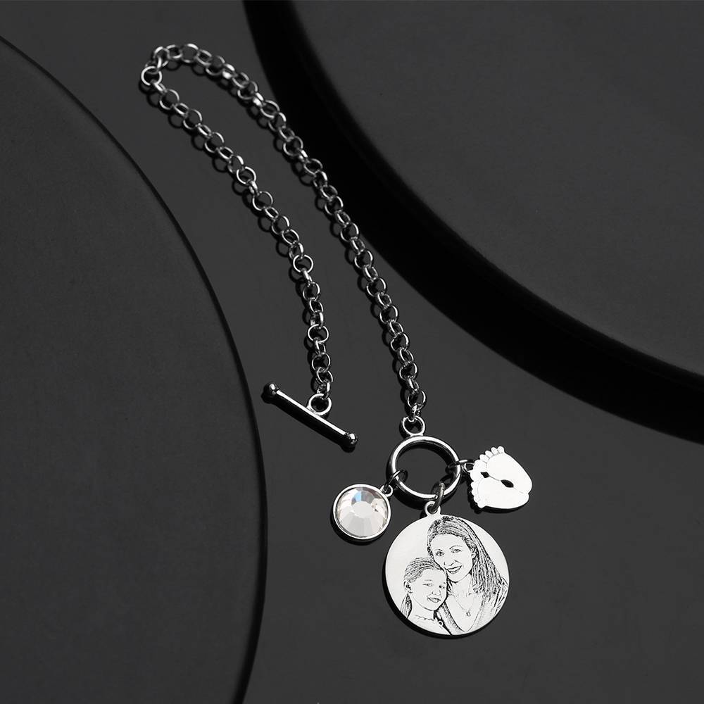 Women's Photo Engraved Tag Bracelet With Engraving Silver