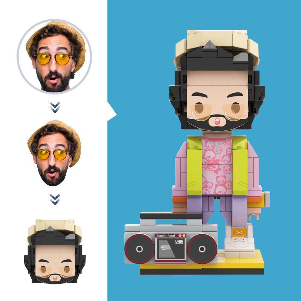 カスタム音楽愛好家ブリックフィギュアカスタムヘッドフィギュア小粒子ブロック玩具カスタマイズ可能なブリックアートギフト - 