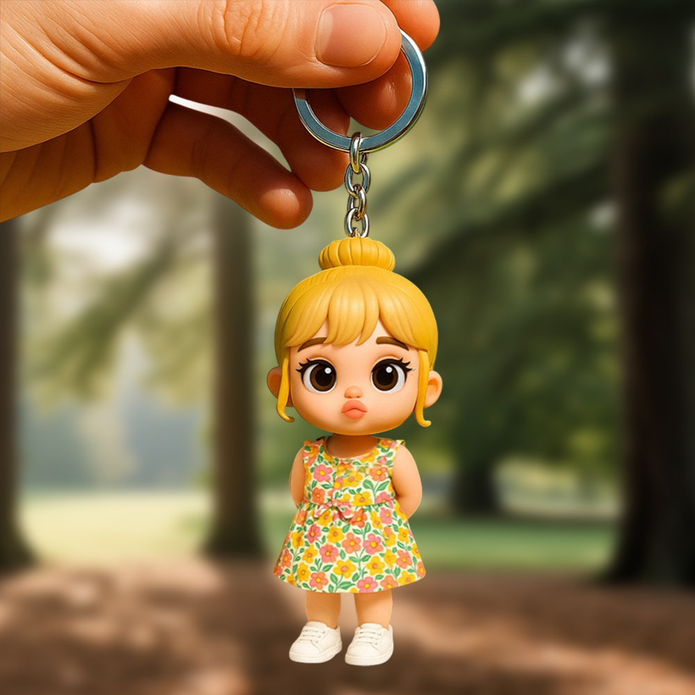 写真から作る3Dキャラキーホルダーカスタム3d漫画キャラクターキーチェーン.かわいいふくれっ面スタイルのミニフィギュア.お母さん,奥さん,ガールフレンド,娘さん,お友達へのユニークなギフト-2