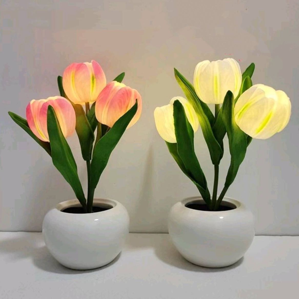 調光可能なチューリップ型ledナイトライト,ロマンチックなプラグインランプ,造花,母の日のプレゼントに最適 -