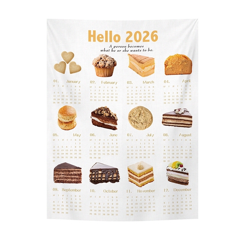2026 Insスタイル壁掛けカレンダータペストリートレンディな寝室壁掛けカレンダー