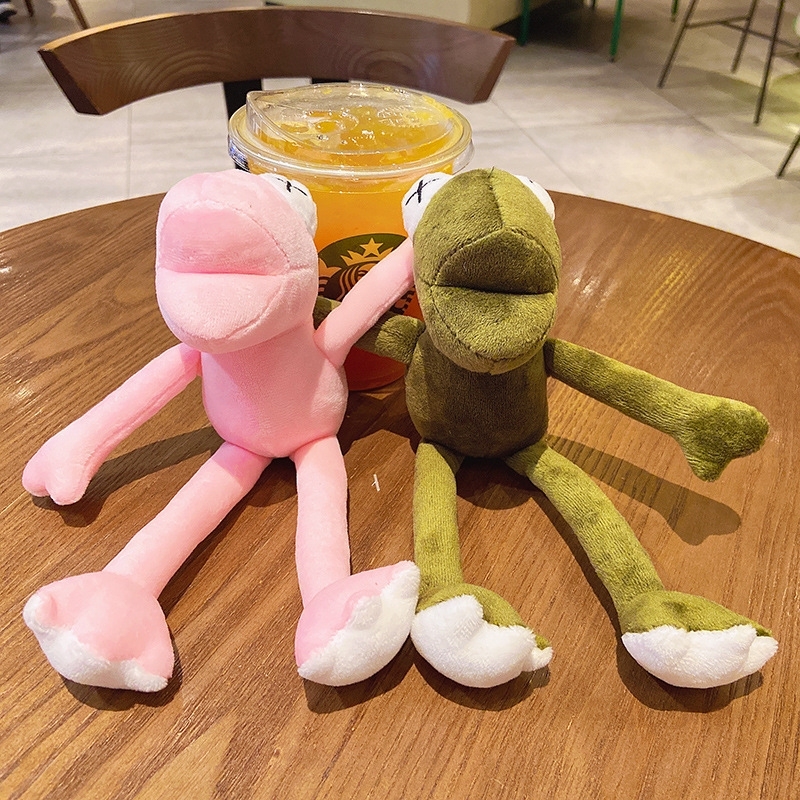 かわいい長い脚のカエルのぬいぐるみキーホルダーバックパックペンダント面白いかわいい漫画バッグチャーム人形