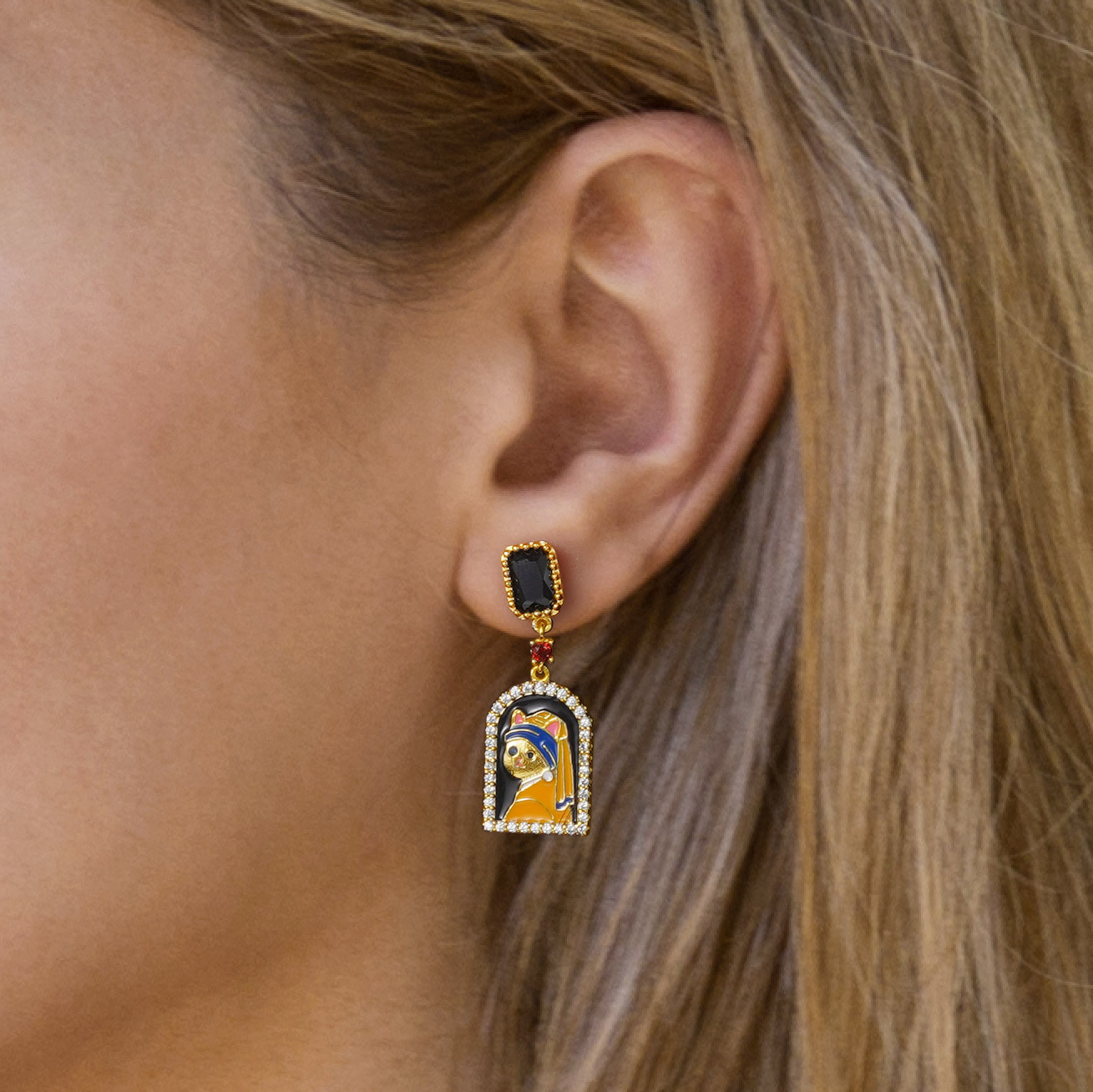 "Cat with A Pearl Earring" ต่างหู image number 2