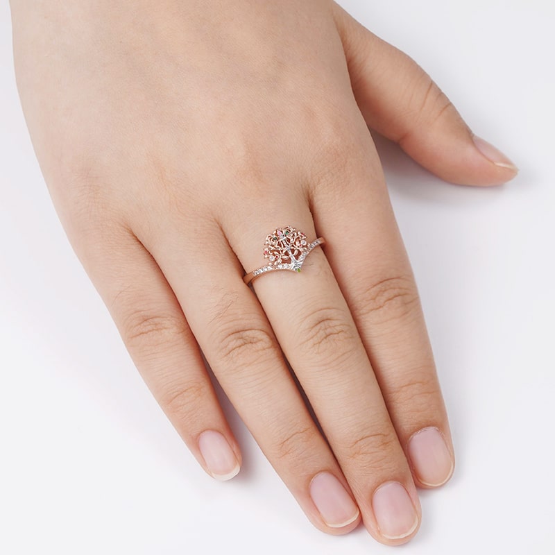 แหวนรูปต้นไม้แห่งชีวิตทรงตัววี image number 2