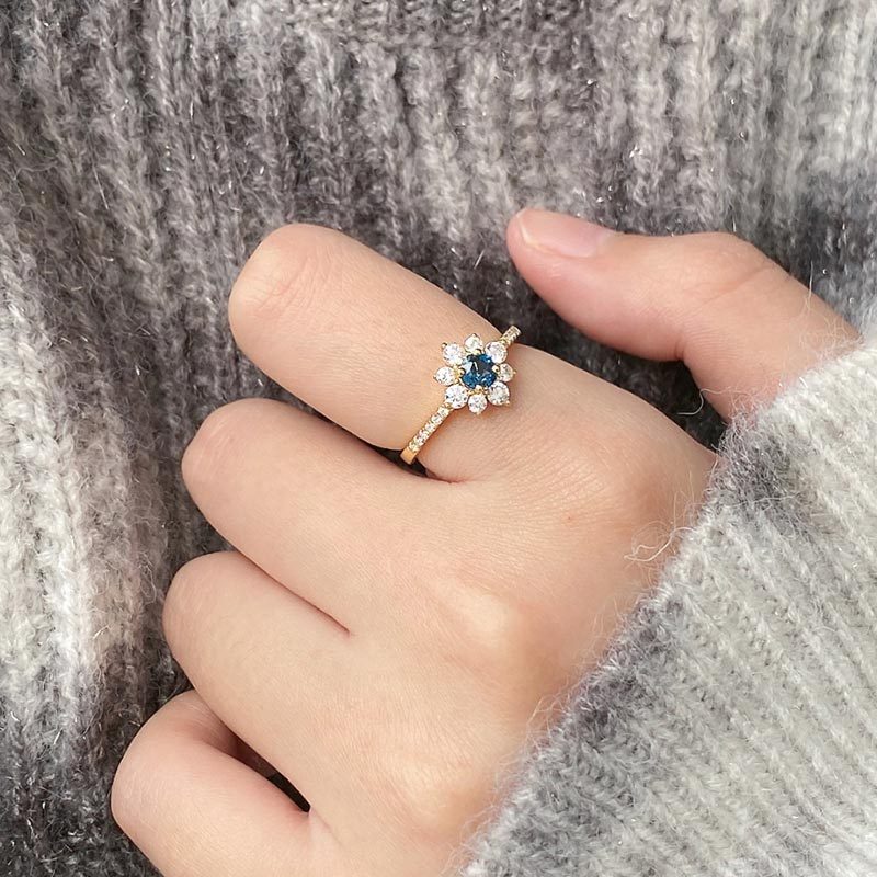 แหวนดอกไม้โทแพซธรรมชาติ image number 3