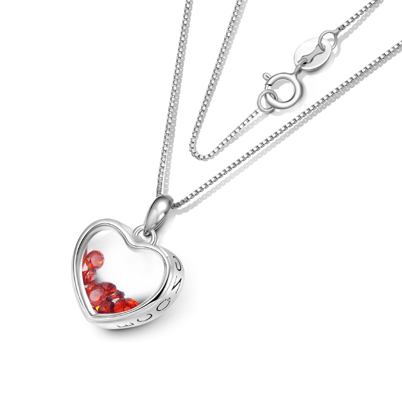 สร้อยคอรูปหัวใจพร้อมหินประจำเดือนเกิด image number 1