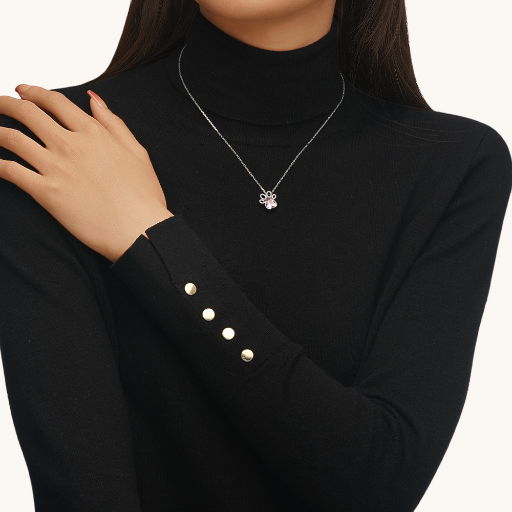 สร้อยคออุ้งเท้าแมวพร้อมหินประจำเดือนเกิด image number 4