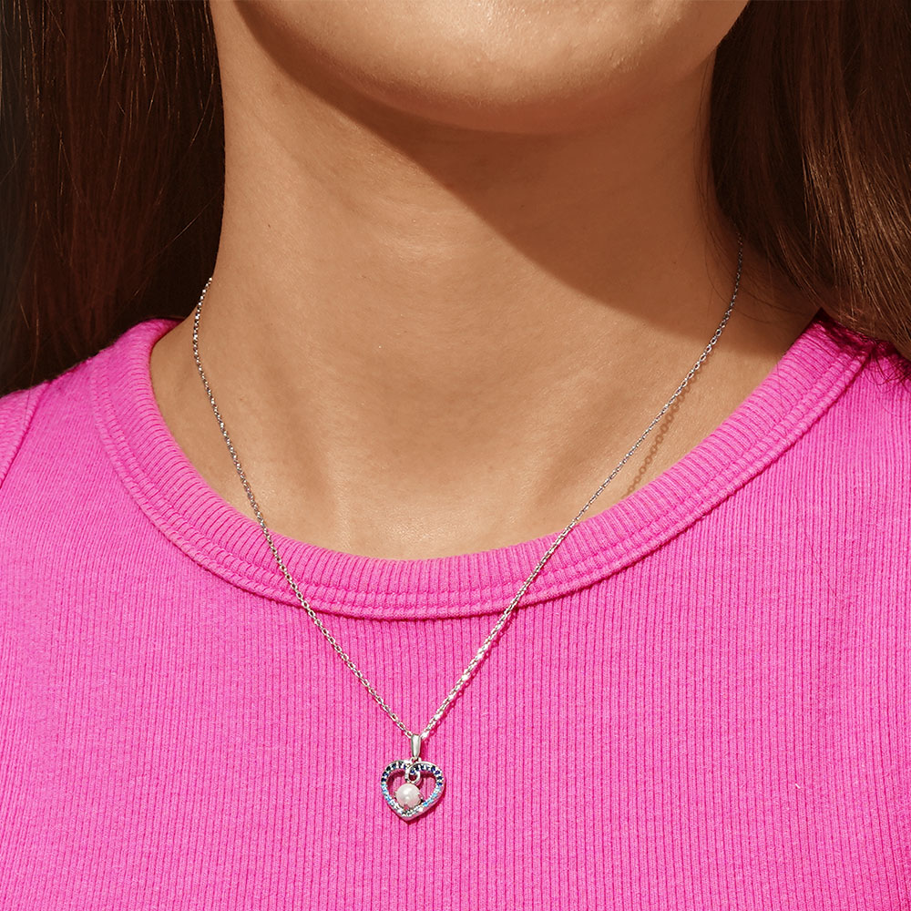 สร้อยคอไล่ระดับสีฟ้าประดับไข่มุก image number 4