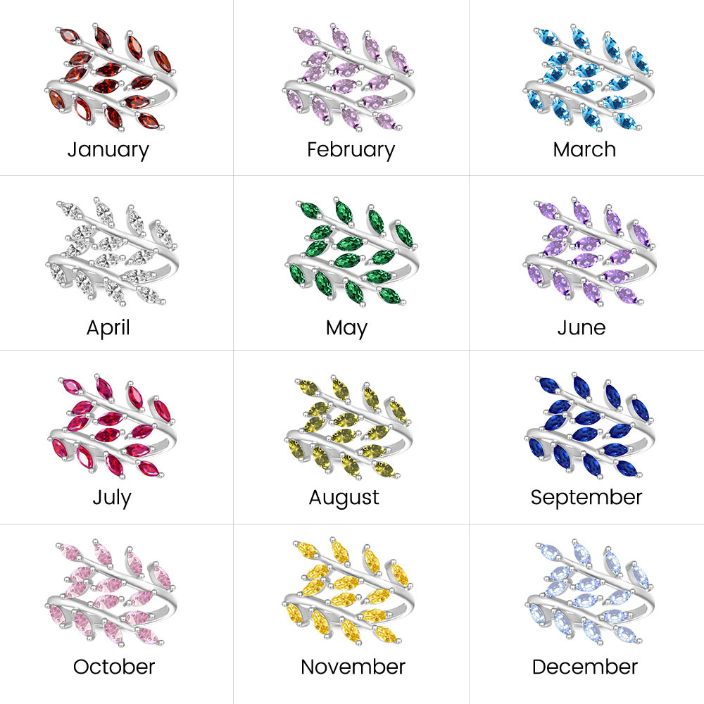 แหวนเถาวัลย์บอบบางประดับพลอยประจำเดือนเกิด image number 5