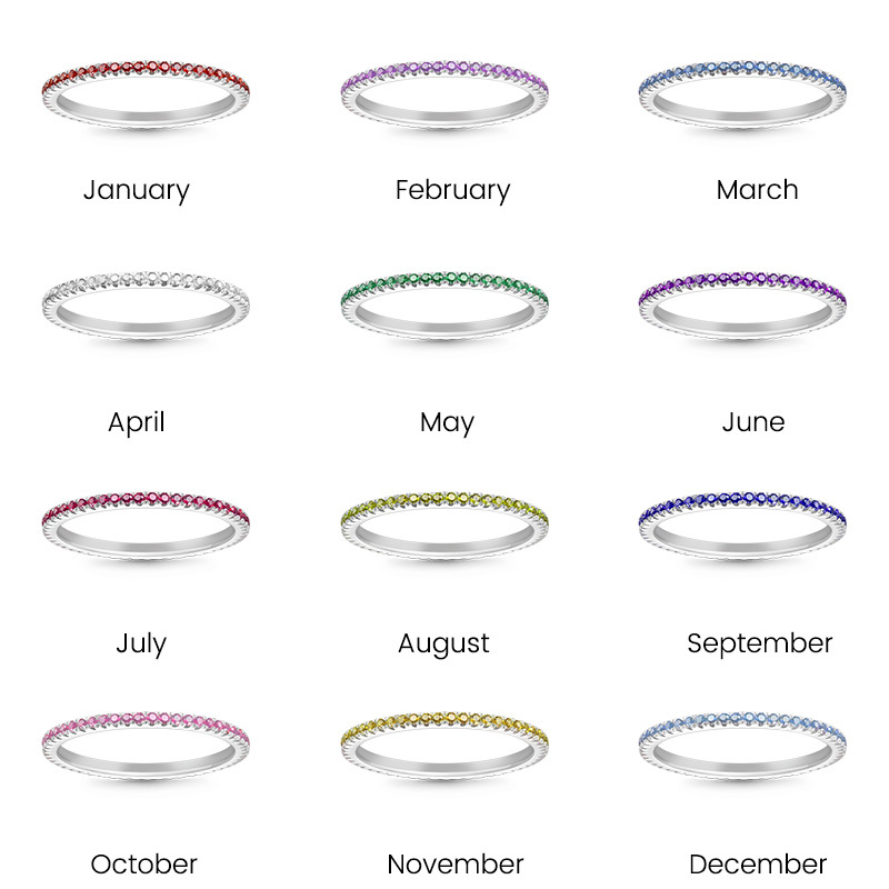 แหวนพลอยประจำเดือนเกิดแบบเรียบง่าย image number 5