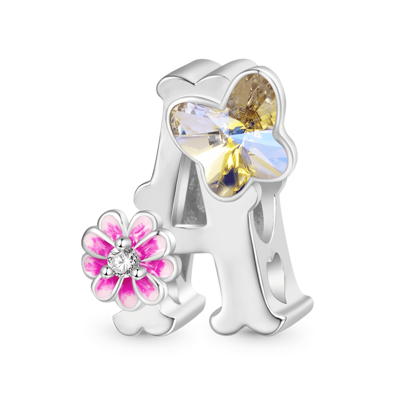 Letter Flower Personalized Charm image number 0