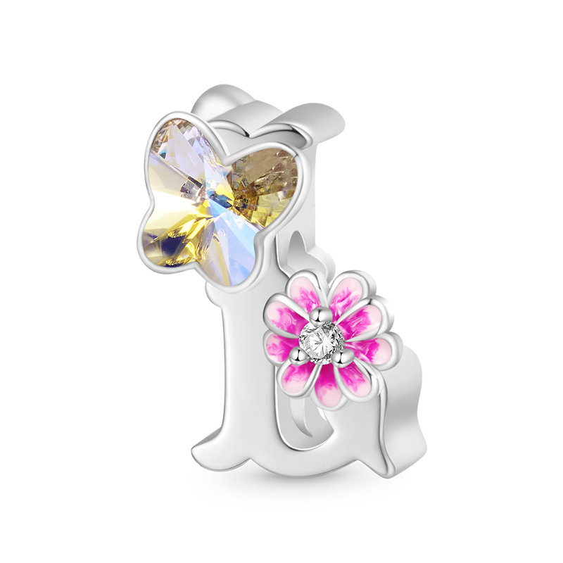 Letter Flower Personalized Charm image number 0