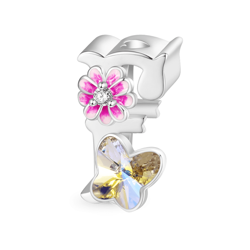 Letter Flower Personalized Charm image number 0