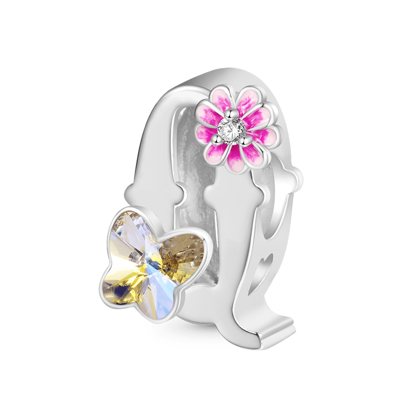 Letter Flower Personalized Charm image number 0