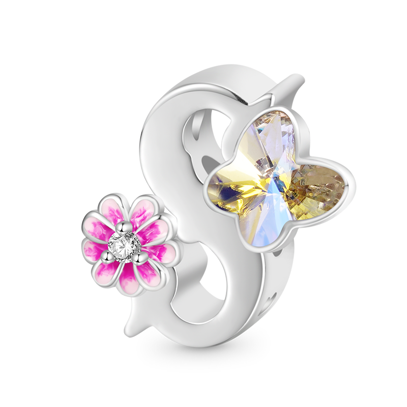 Letter Flower Personalized Charm image number 0