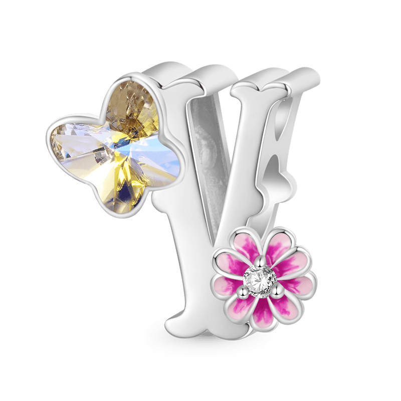 Letter Flower Personalized Charm image number 0