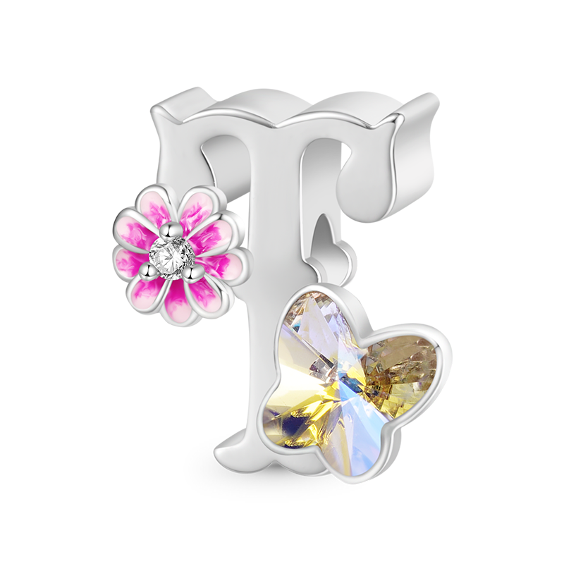 Letter Flower Personalized Charm image number 0