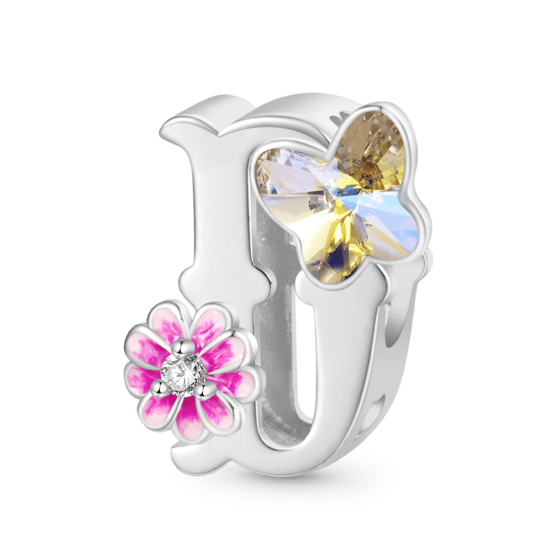 Letter Flower Personalized Charm image number 0