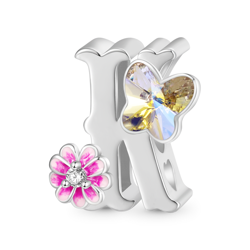 Letter Flower Personalized Charm image number 0
