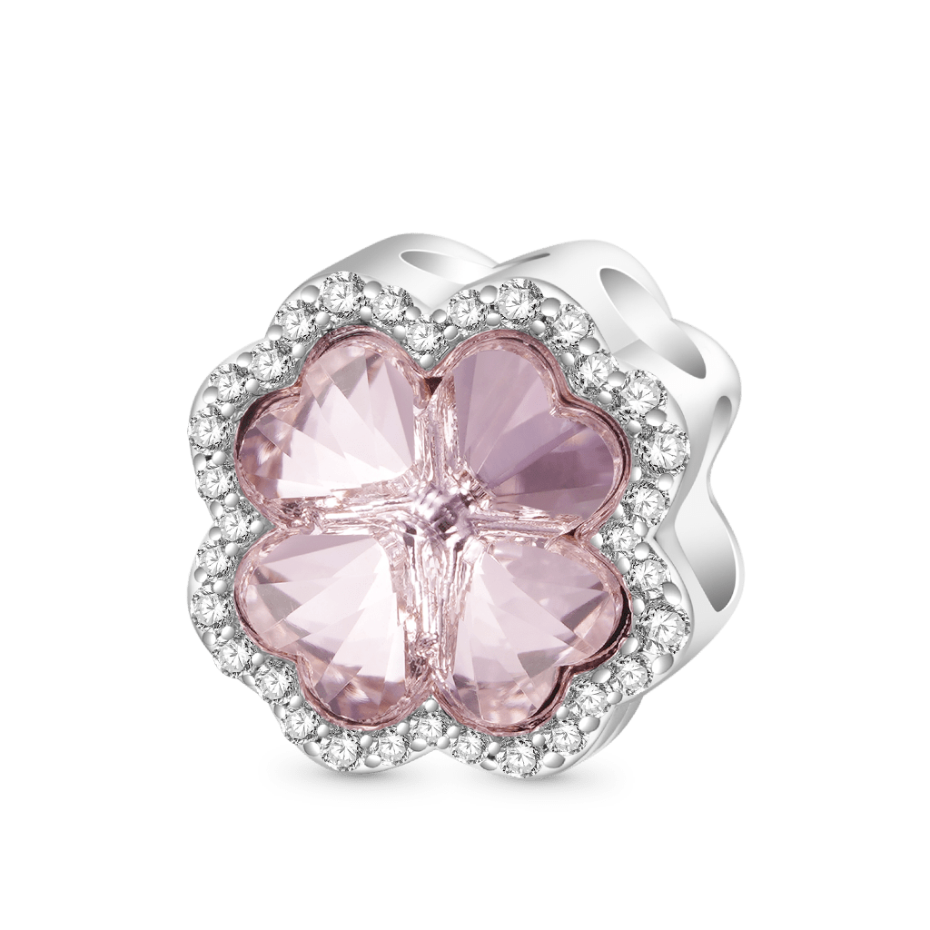 เครื่องรางรูปใบโคลเวอร์สี่แฉกสีชมพู image number 0