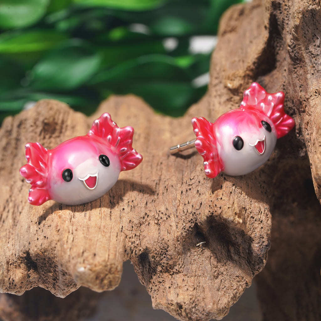 ต่างหูรูปแอกโซลอทล์สีชมพู image number 2