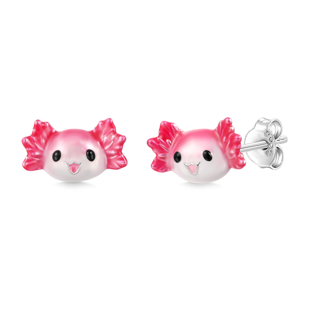ต่างหูรูปแอกโซลอทล์สีชมพู image number 1