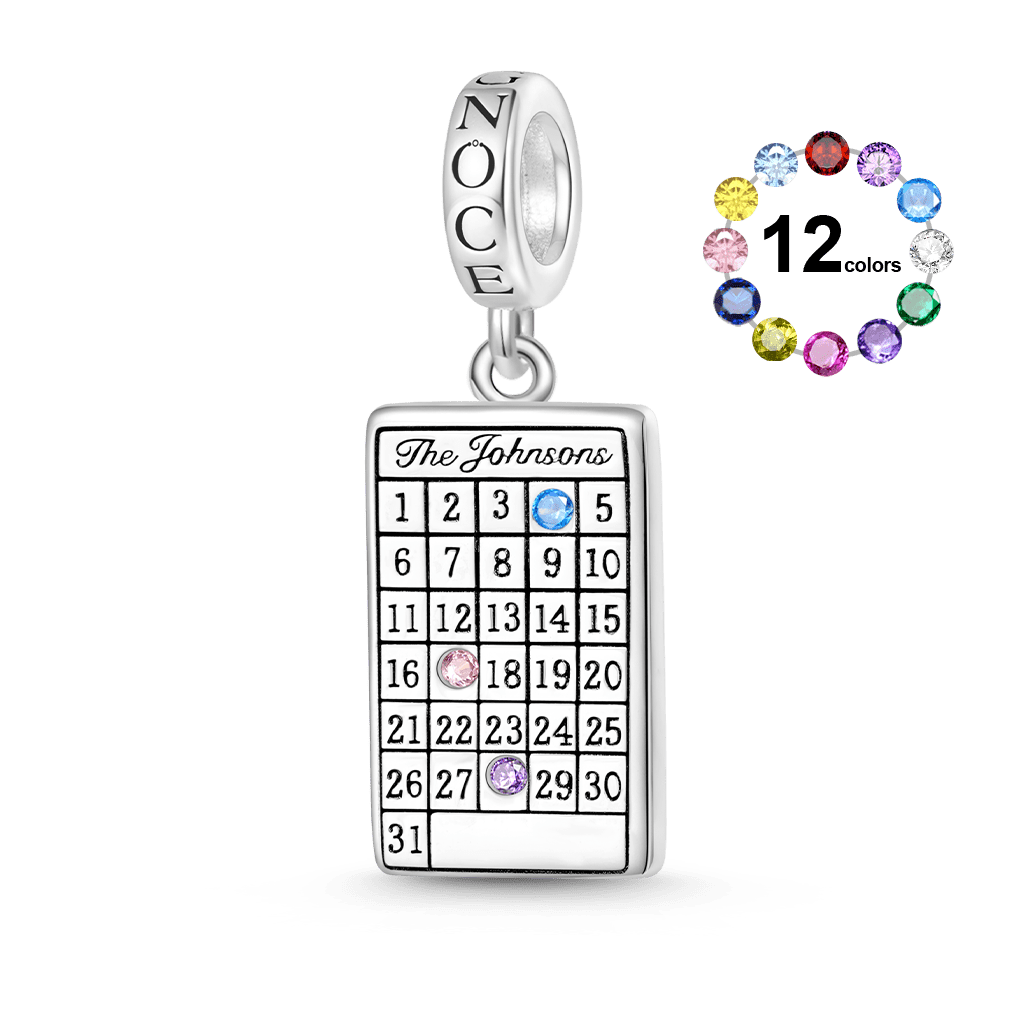 จี้ปฏิทินแกะสลักพร้อมพลอยประจำวันเกิด image number 0