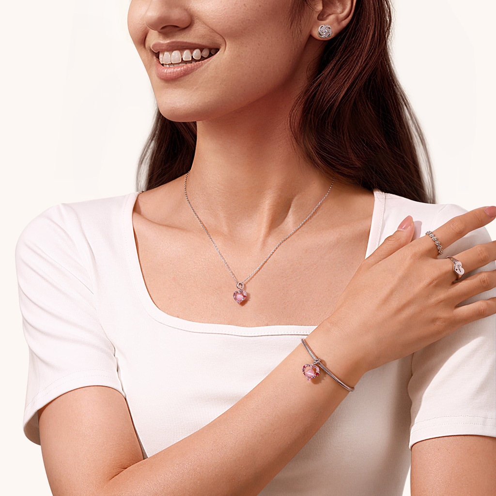 จี้หัวใจลูกปัดตาแมวทรงกลม image number 4