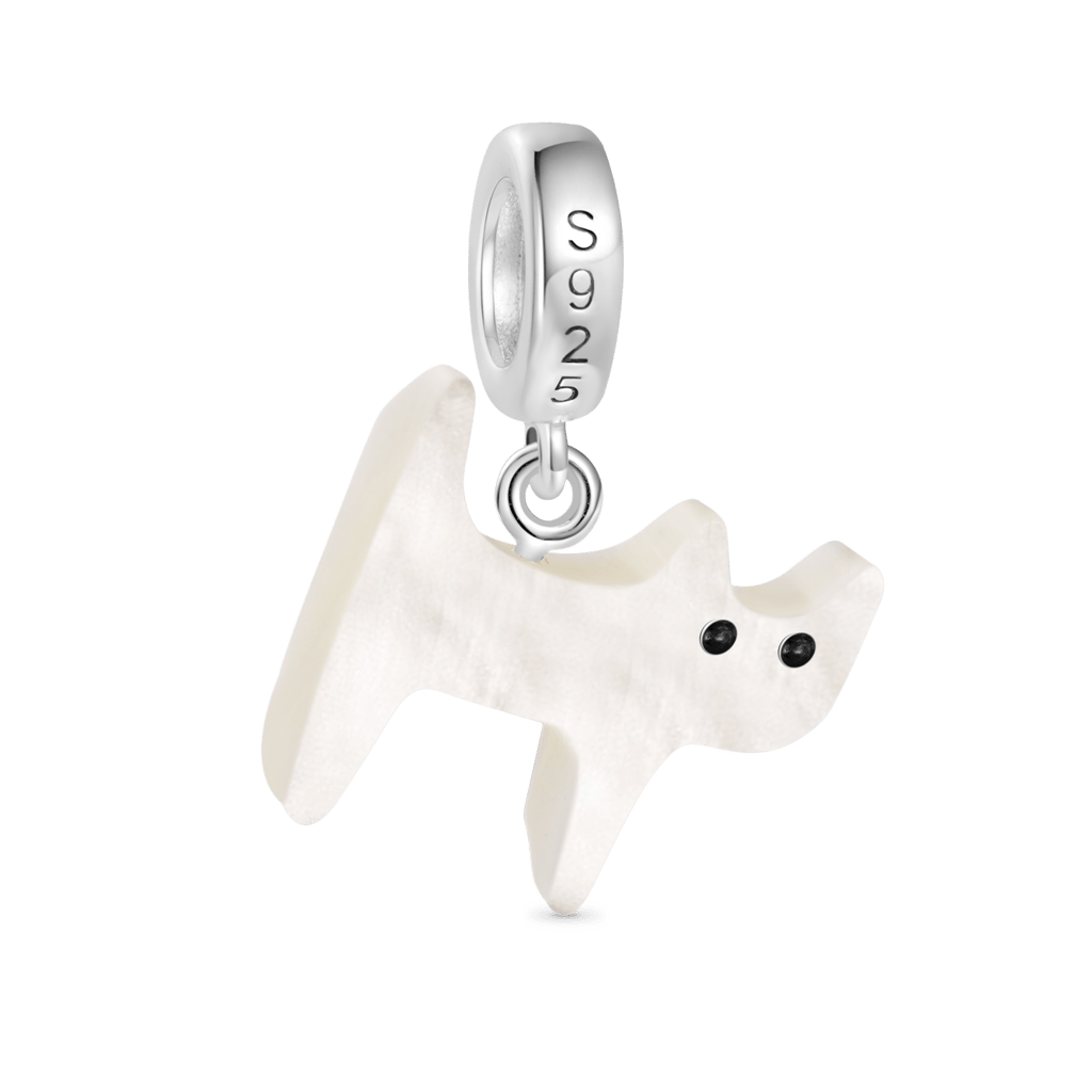 จี้รูปแมวขาวจากเปลือกหอยธรรมชาติ image number 1