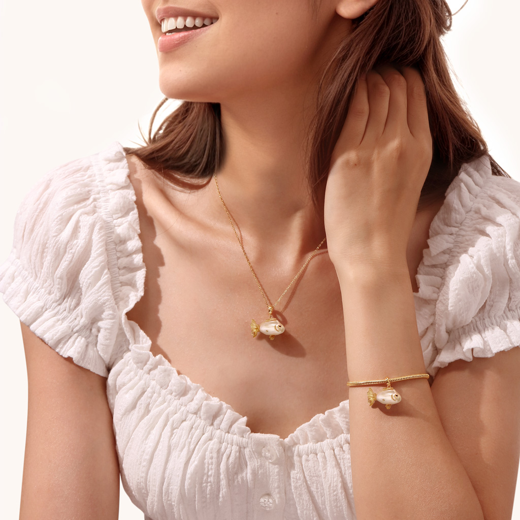 จี้ไข่มุกบาโรกปลาทอง image number 2